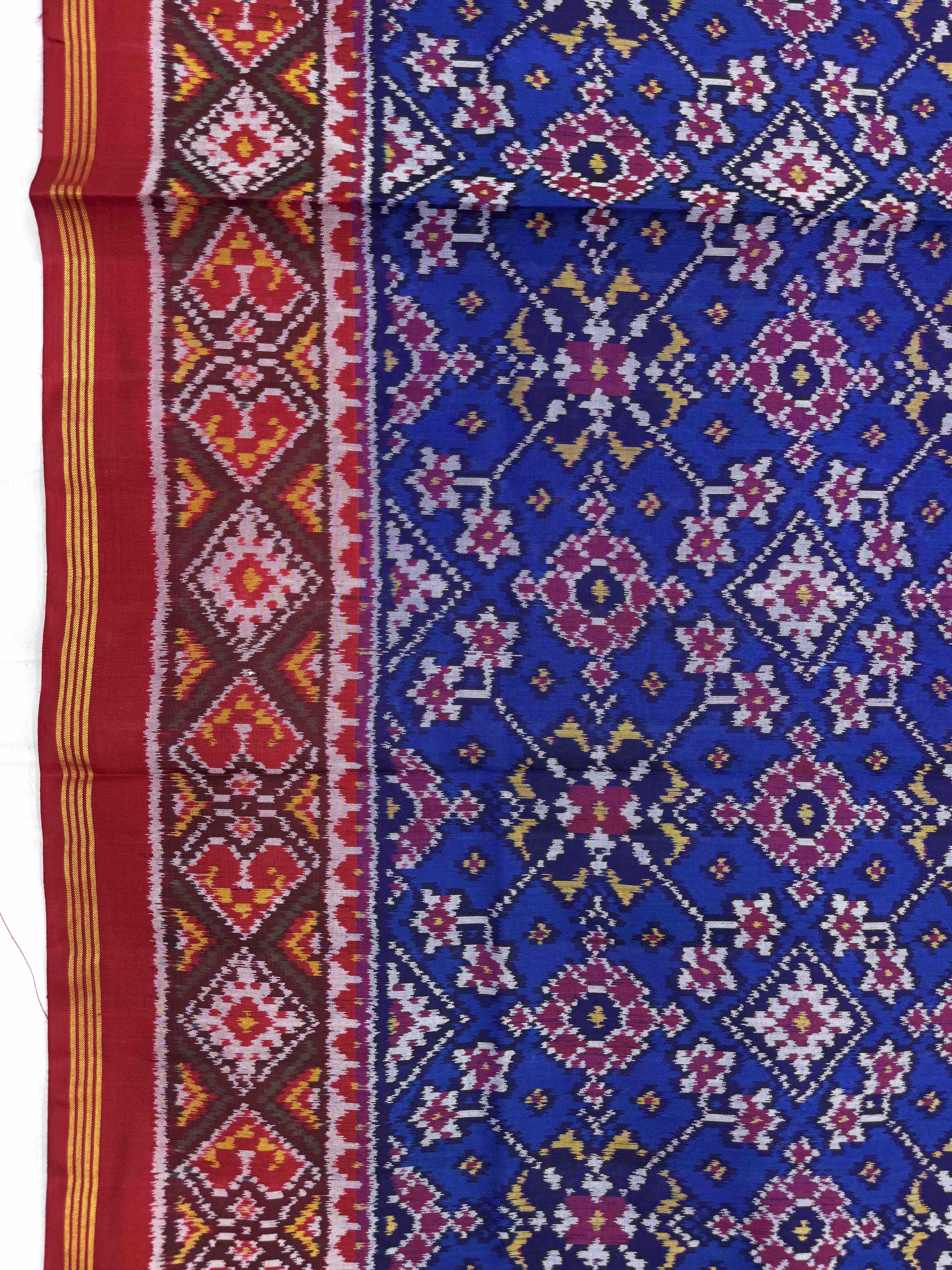 Red & Blue Navratan Single Ikat Patan Patola Saree