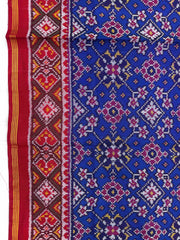 Red & Blue Navratan Single Ikat Patan Patola Saree