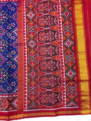 Red & Blue Navratan Single Ikat Patan Patola Saree