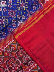 Red & Blue Navratan Single Ikat Patan Patola Saree