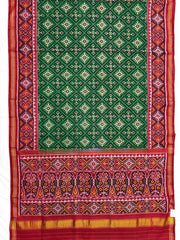 Red & Green Panchand Single Ikat Patan Patola Saree