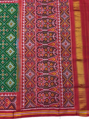 Red & Green Panchand Single Ikat Patan Patola Saree