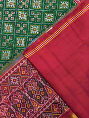 Red & Green Panchand Single Ikat Patan Patola Saree
