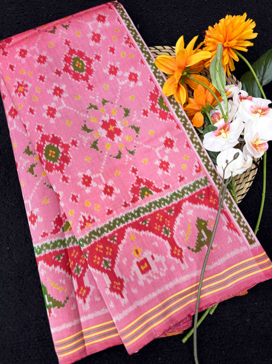 Light Pink Navratan Single Ikat Patan Patola Saree