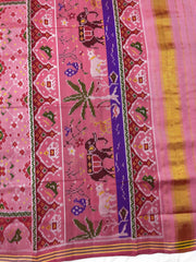 Light Pink Navratan Single Ikat Patan Patola Saree