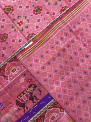 Light Pink Navratan Single Ikat Patan Patola Saree
