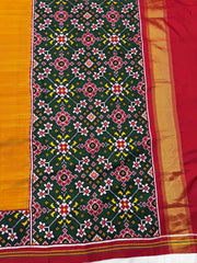 Green & Mustard Plain Double Ikat Patan Patola Saree