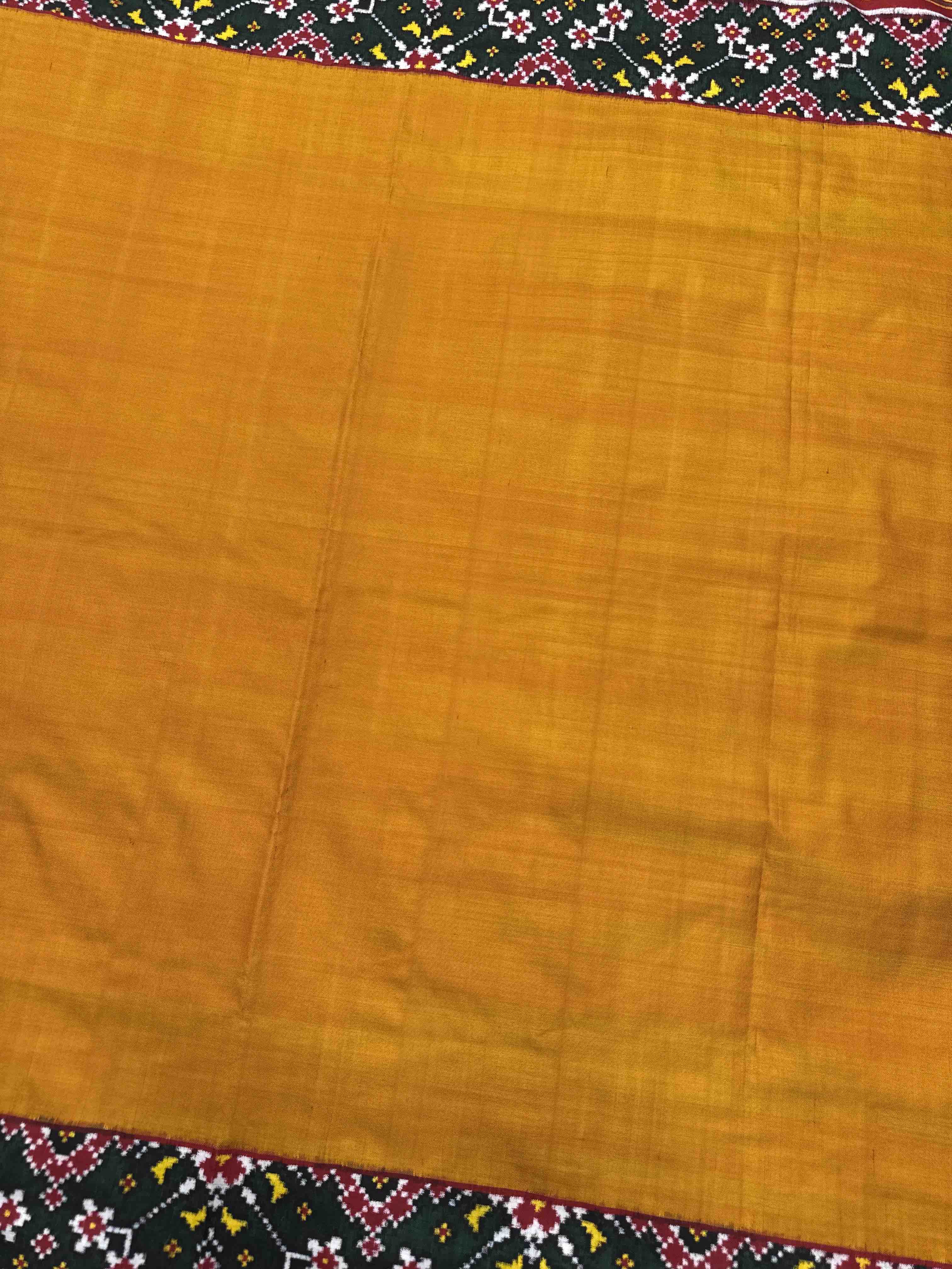 Green & Mustard Plain Double Ikat Patan Patola Saree