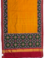 Green & Mustard Plain Double Ikat Patan Patola Saree