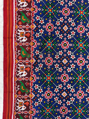 Red & Blue Navratan Double Ikat Patan Patola Saree