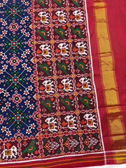Red & Blue Navratan Double Ikat Patan Patola Saree