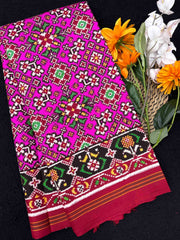 Red & Pink Navratan Double Ikat Patan Patola Saree