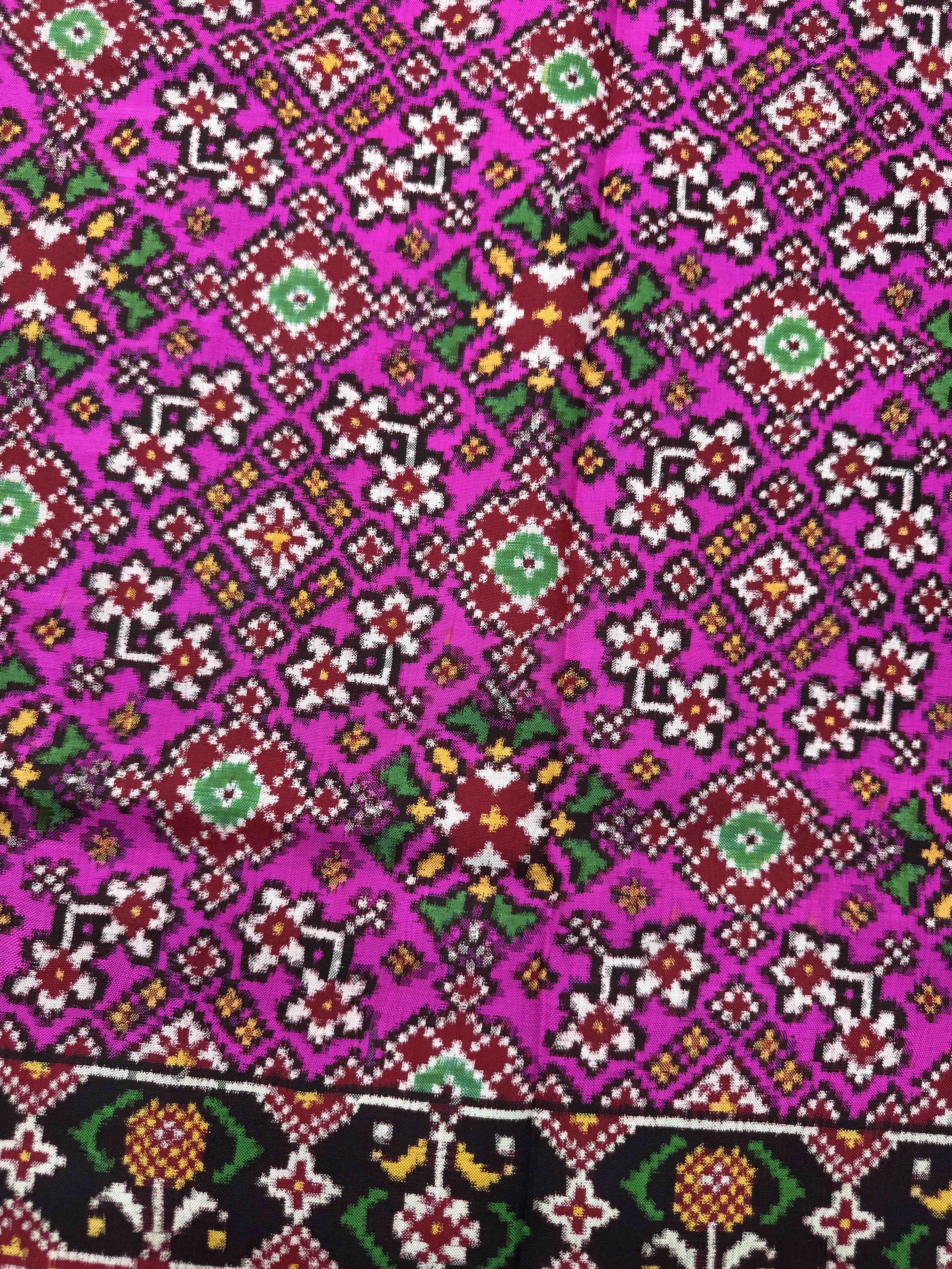Red & Pink Navratan Double Ikat Patan Patola Saree