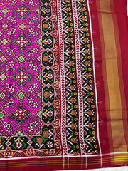 Red & Pink Navratan Double Ikat Patan Patola Saree