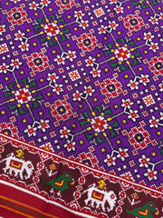 Red & Purple Navratan Double Ikat Patan Patola Saree