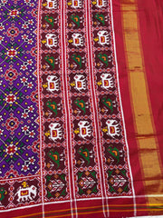 Red & Purple Navratan Double Ikat Patan Patola Saree