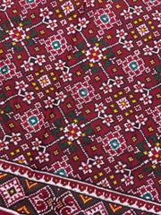 Maroon Navratan Double Ikat Patan Patola Saree