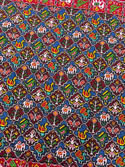Red & Blue with Maroon Small Narikunj Double Ikat Patan Patola Saree