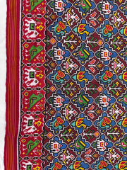Red & Blue with Maroon Small Narikunj Double Ikat Patan Patola Saree