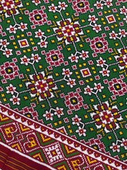 Red & Green Navratan Double Ikat Patan Patola Saree