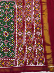 Red & Green Navratan Double Ikat Patan Patola Saree