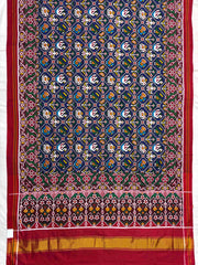 Red & Blue Small Narikunj Double Ikat Patan Patola Saree