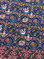 Red & Blue Small Narikunj Double Ikat Patan Patola Saree