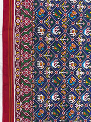 Red & Blue Small Narikunj Double Ikat Patan Patola Saree
