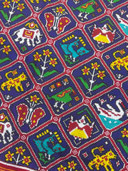 Red & Blue Narikunj Double Ikat Patan Patola Saree