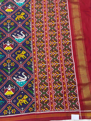 Red & Blue Narikunj Double Ikat Patan Patola Saree