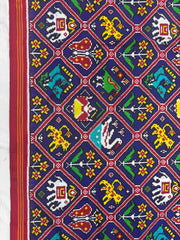 Red & Blue Narikunj Double Ikat Patan Patola Saree