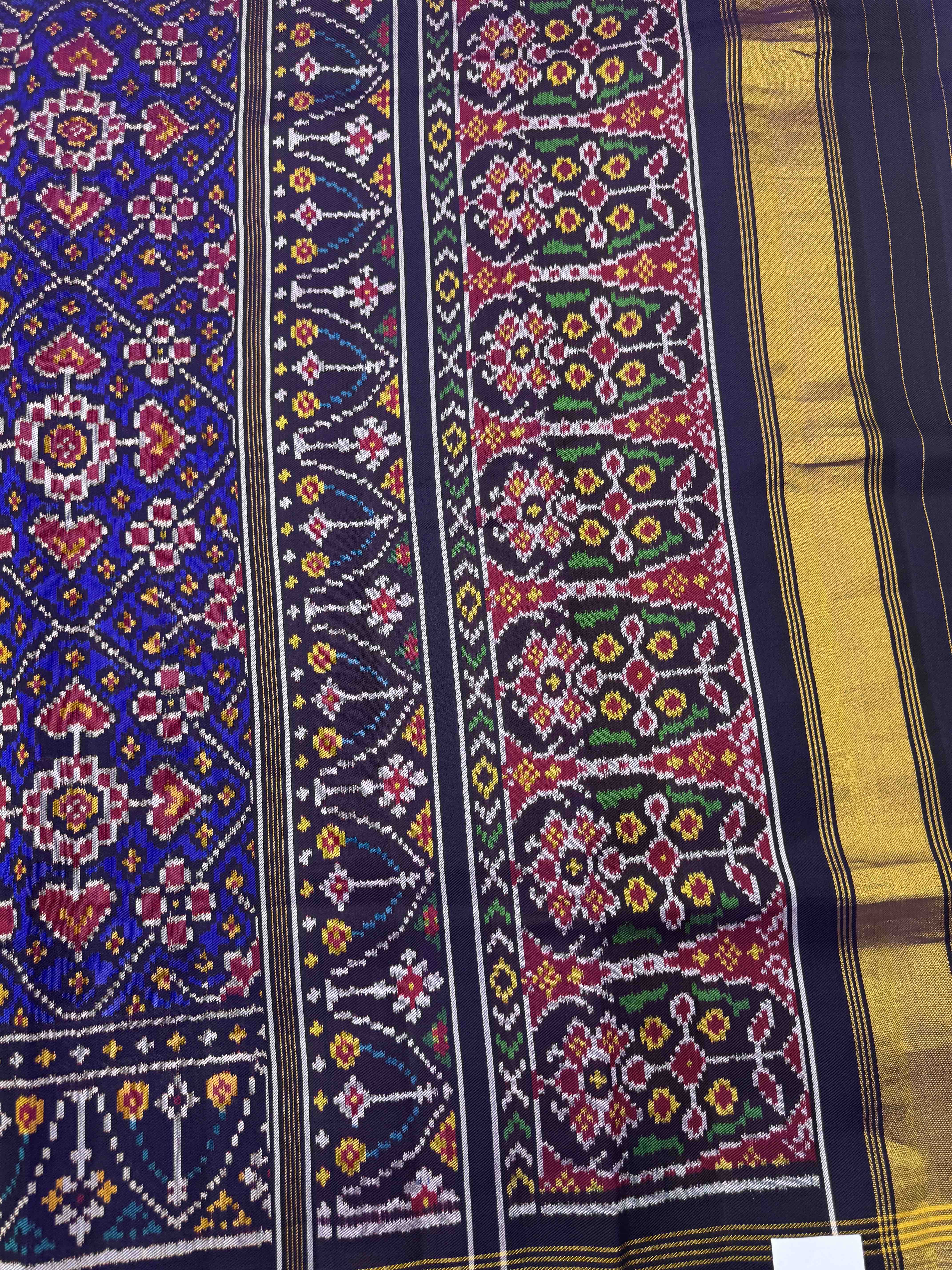 Blue Manekchowk Twill Patola Saree