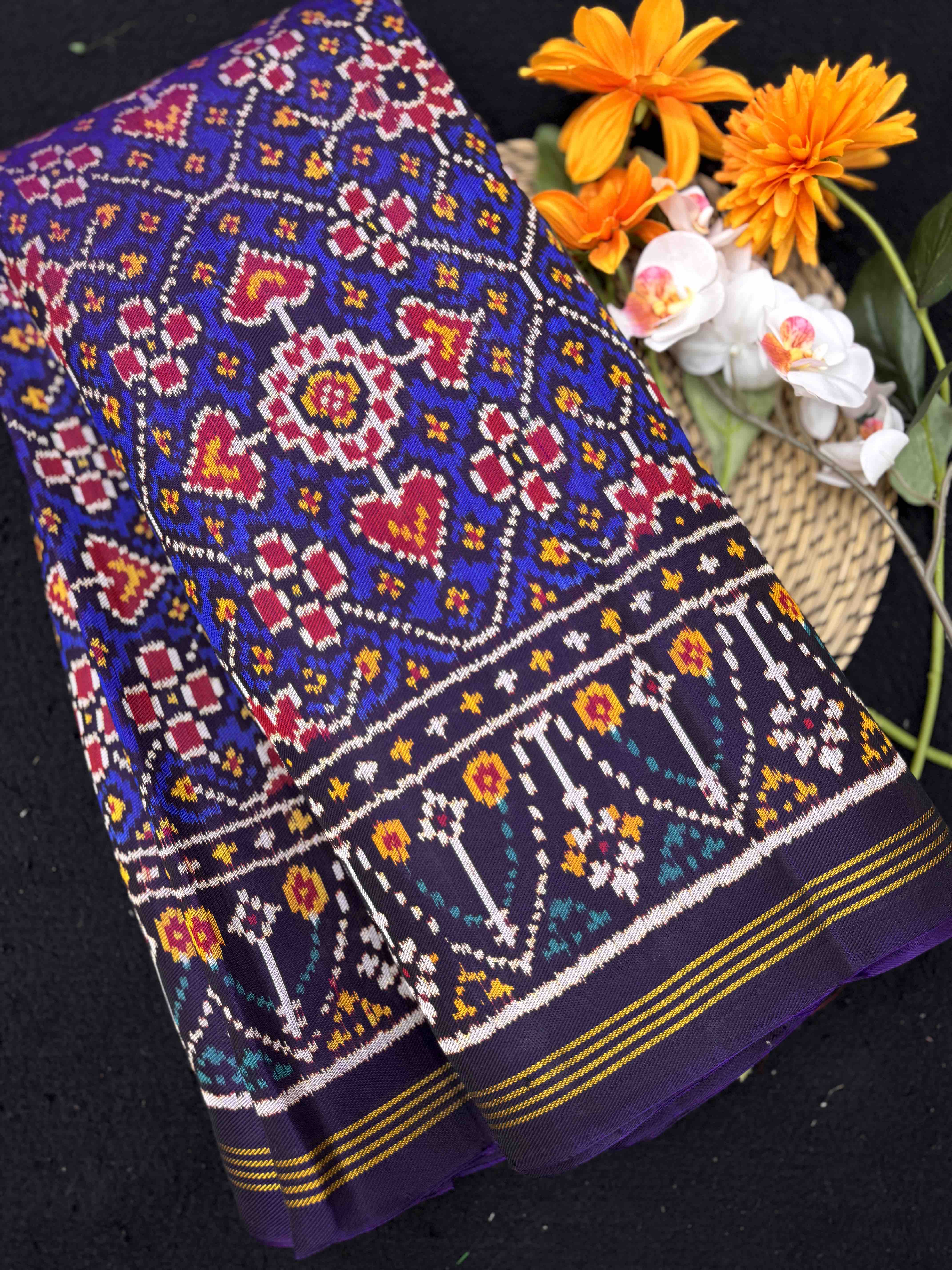 Blue Manekchowk Twill Patola Saree
