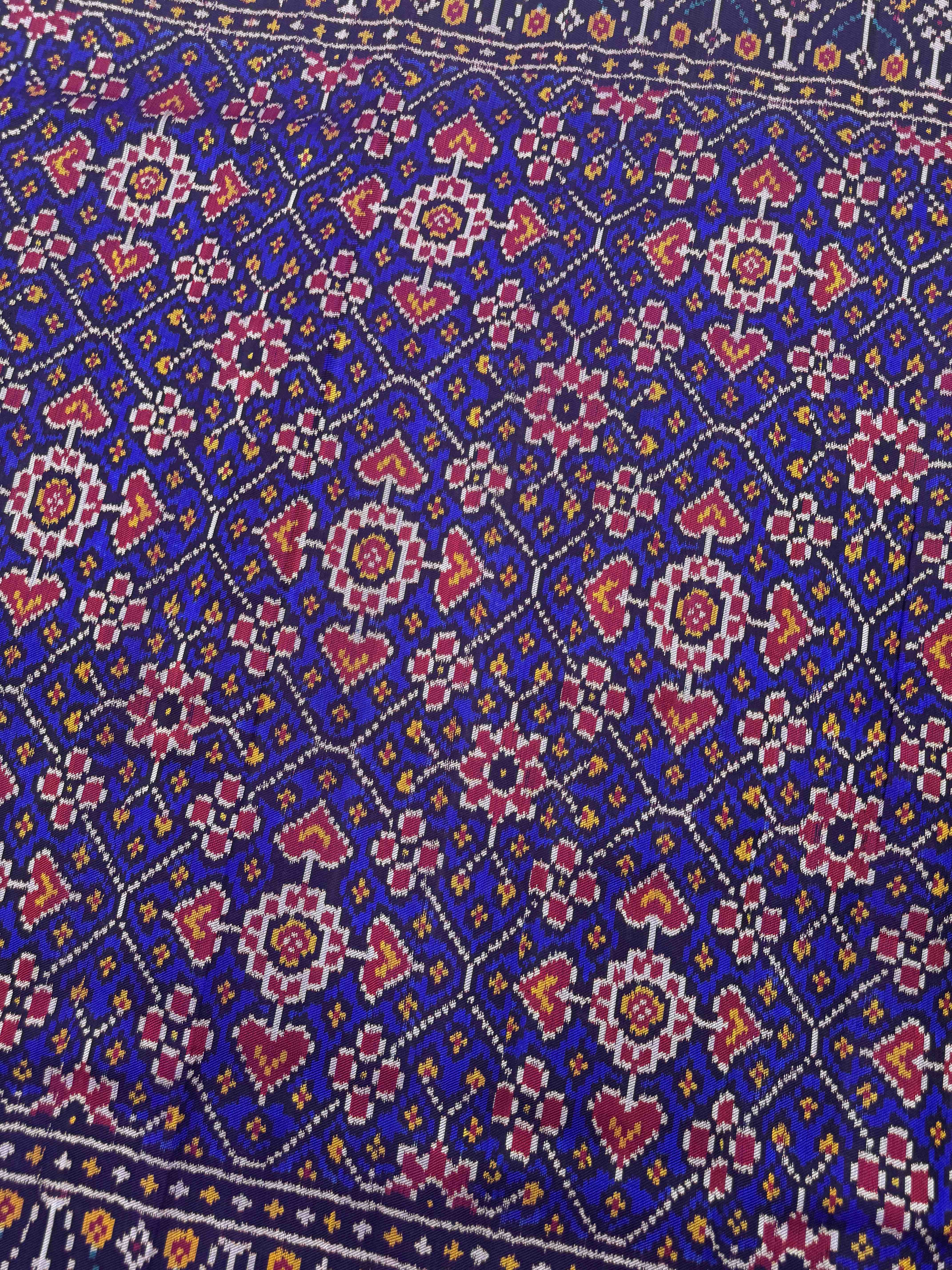 Blue Manekchowk Twill Patola Saree