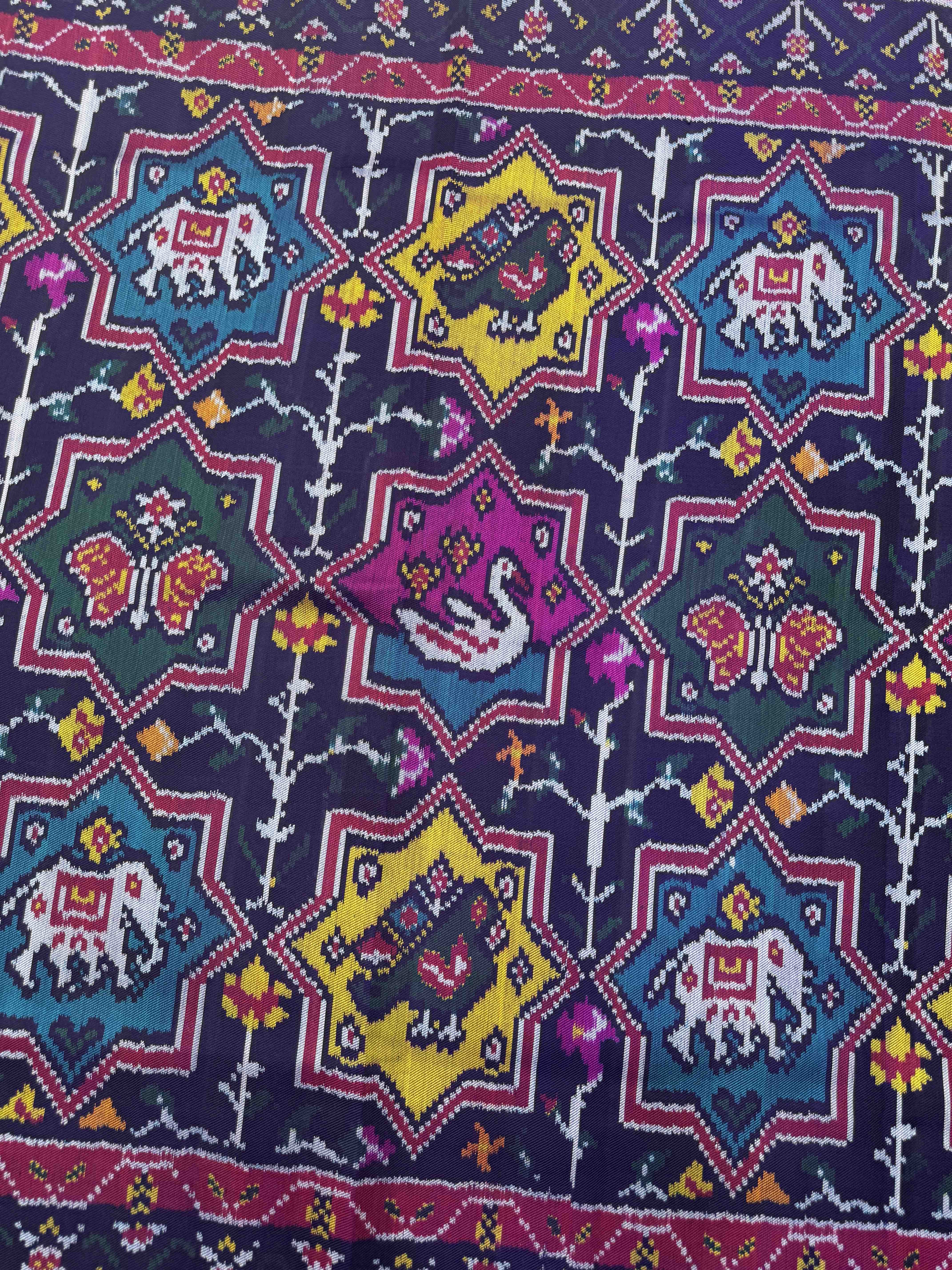 Multicolor Star Narikunj Twill Patola Saree