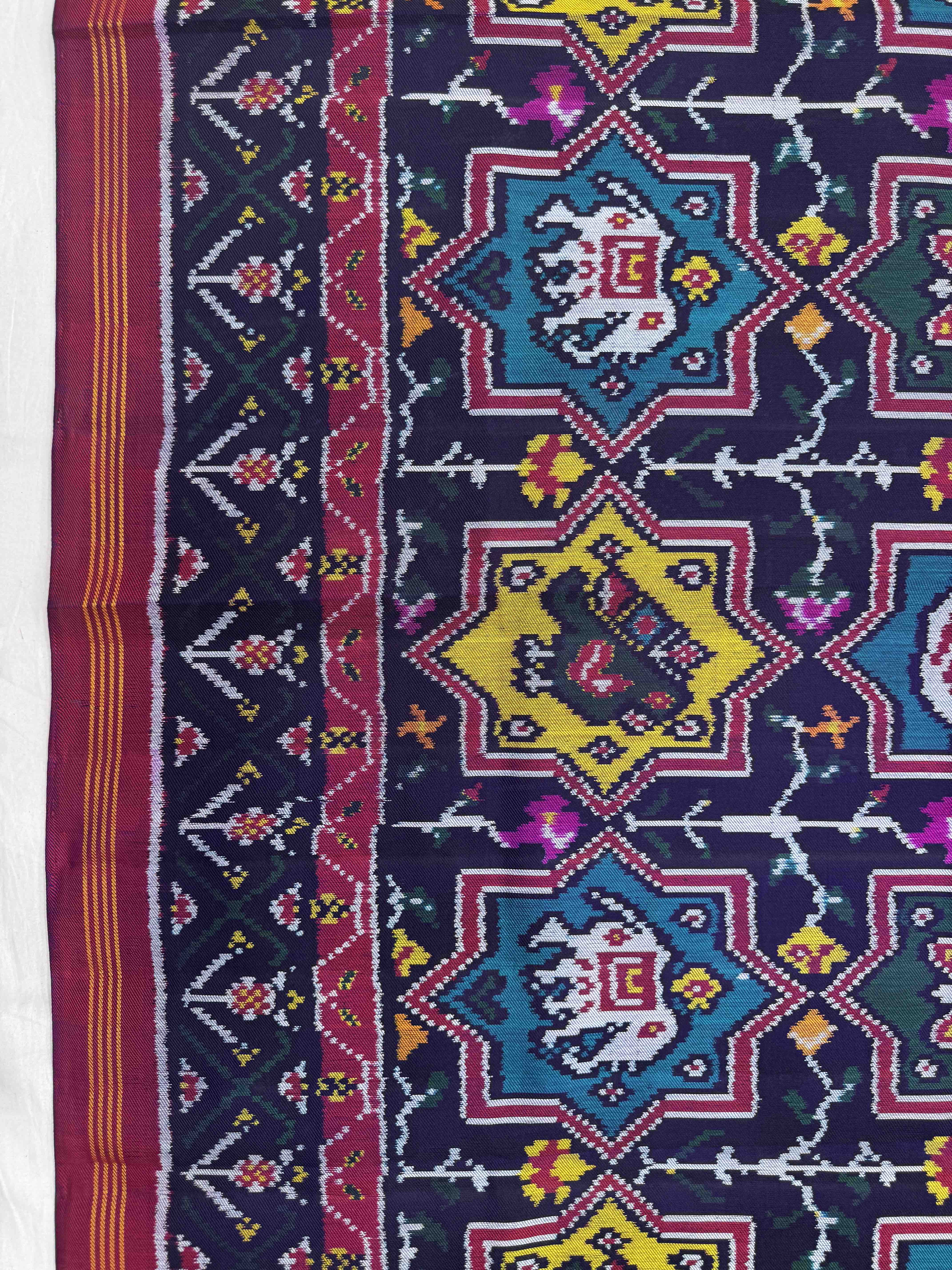 Multicolor Star Narikunj Twill Patola Saree
