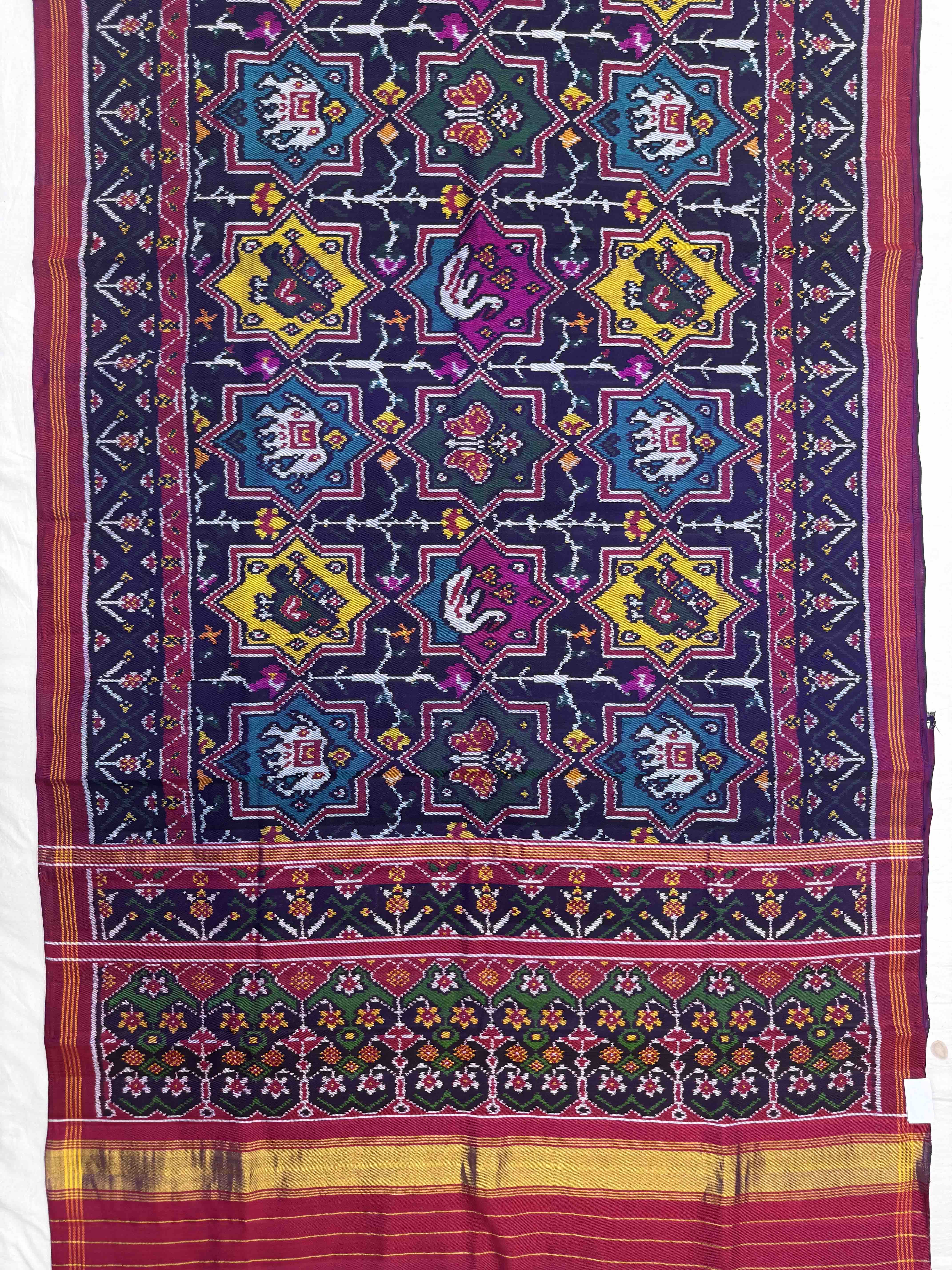 Multicolor Star Narikunj Twill Patola Saree