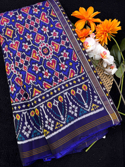 Blue Navratan Twill Patola Saree