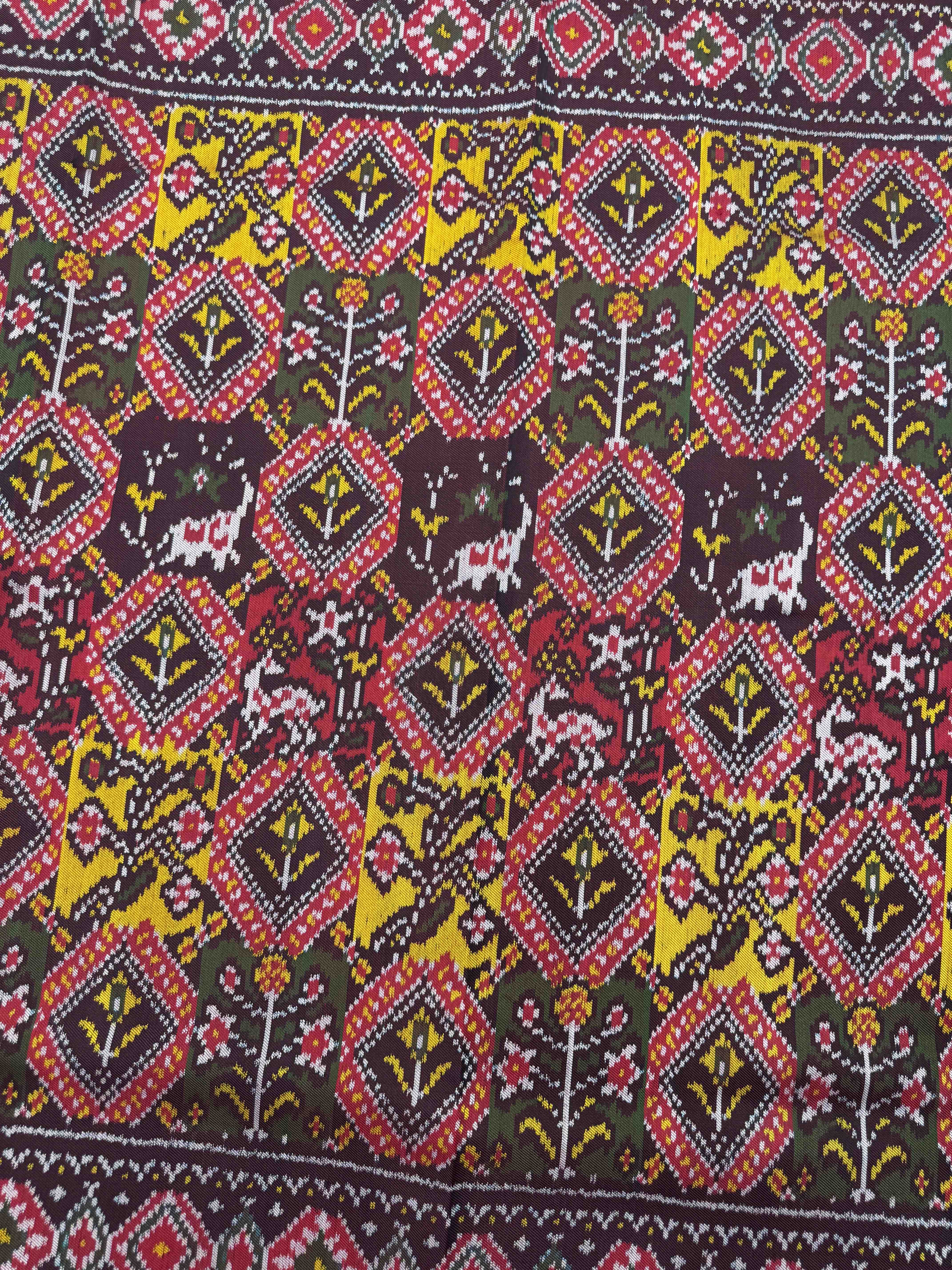 Multicolor Figures & Flowers Fancy Twill Patola Saree