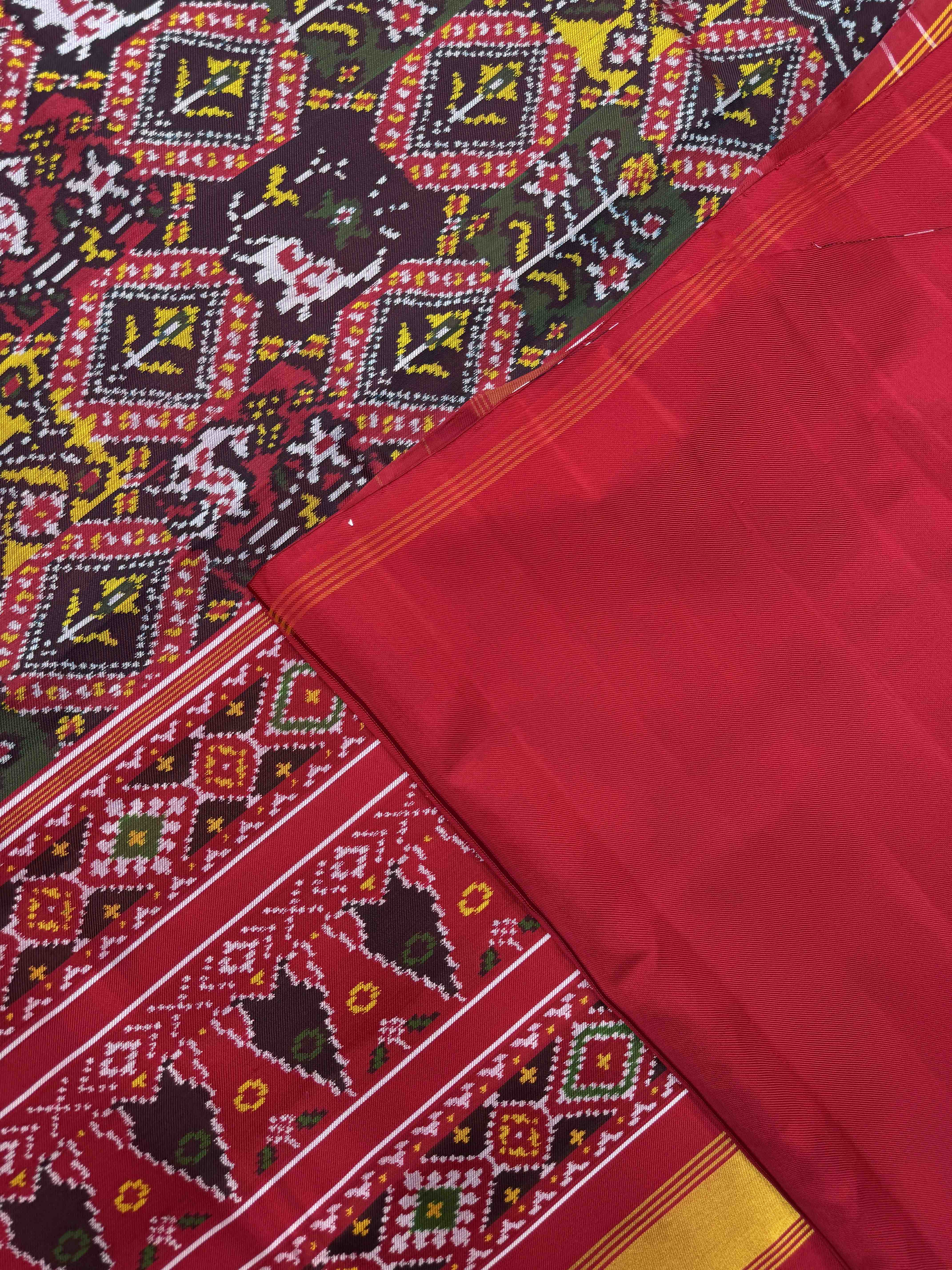 Multicolor Figures & Flowers Fancy Twill Patola Saree
