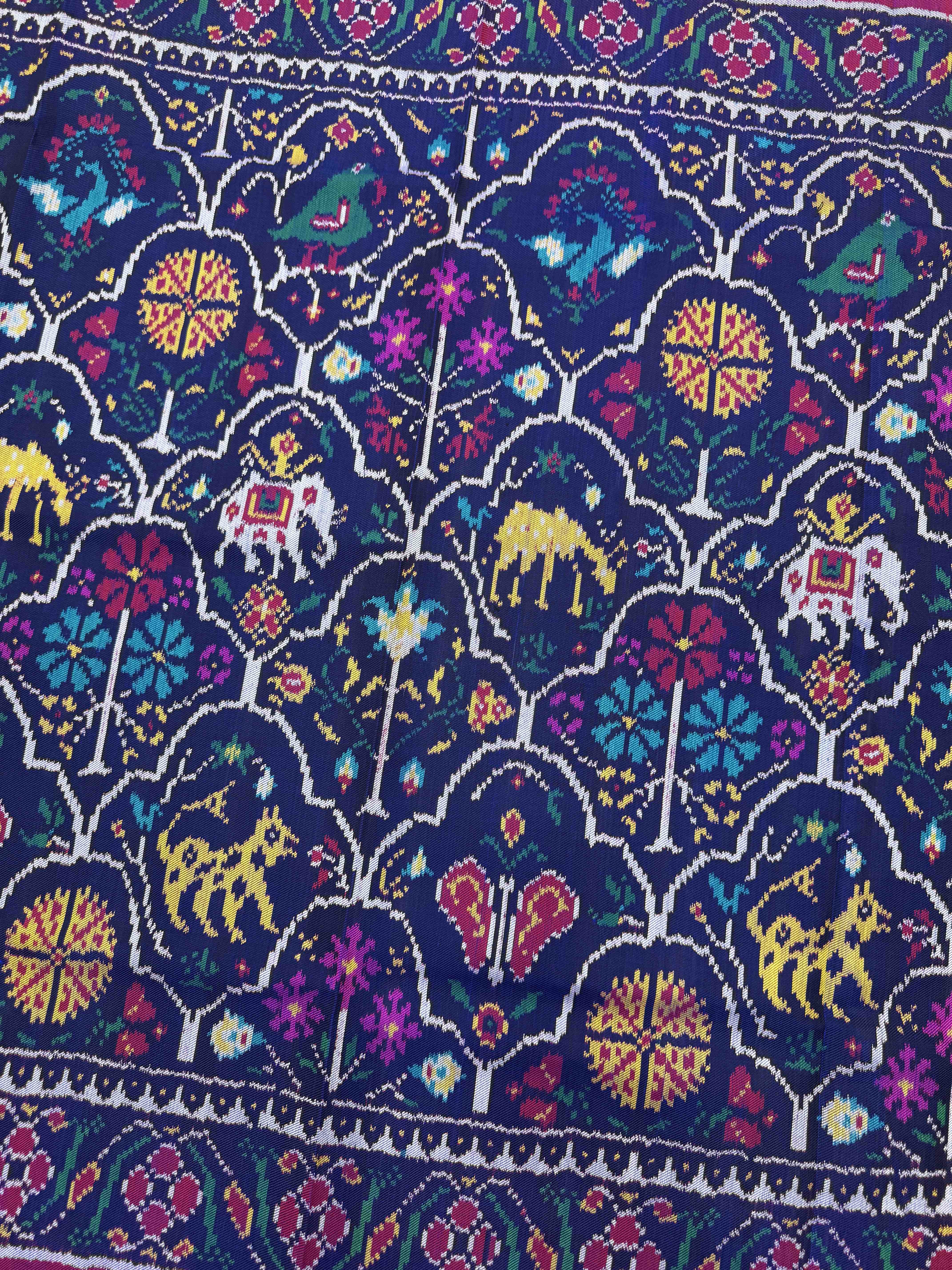 Purple & Blue Narikunj Twill Patola Saree