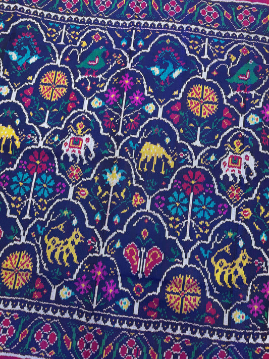 Purple & Blue Narikunj Twill Patola Saree