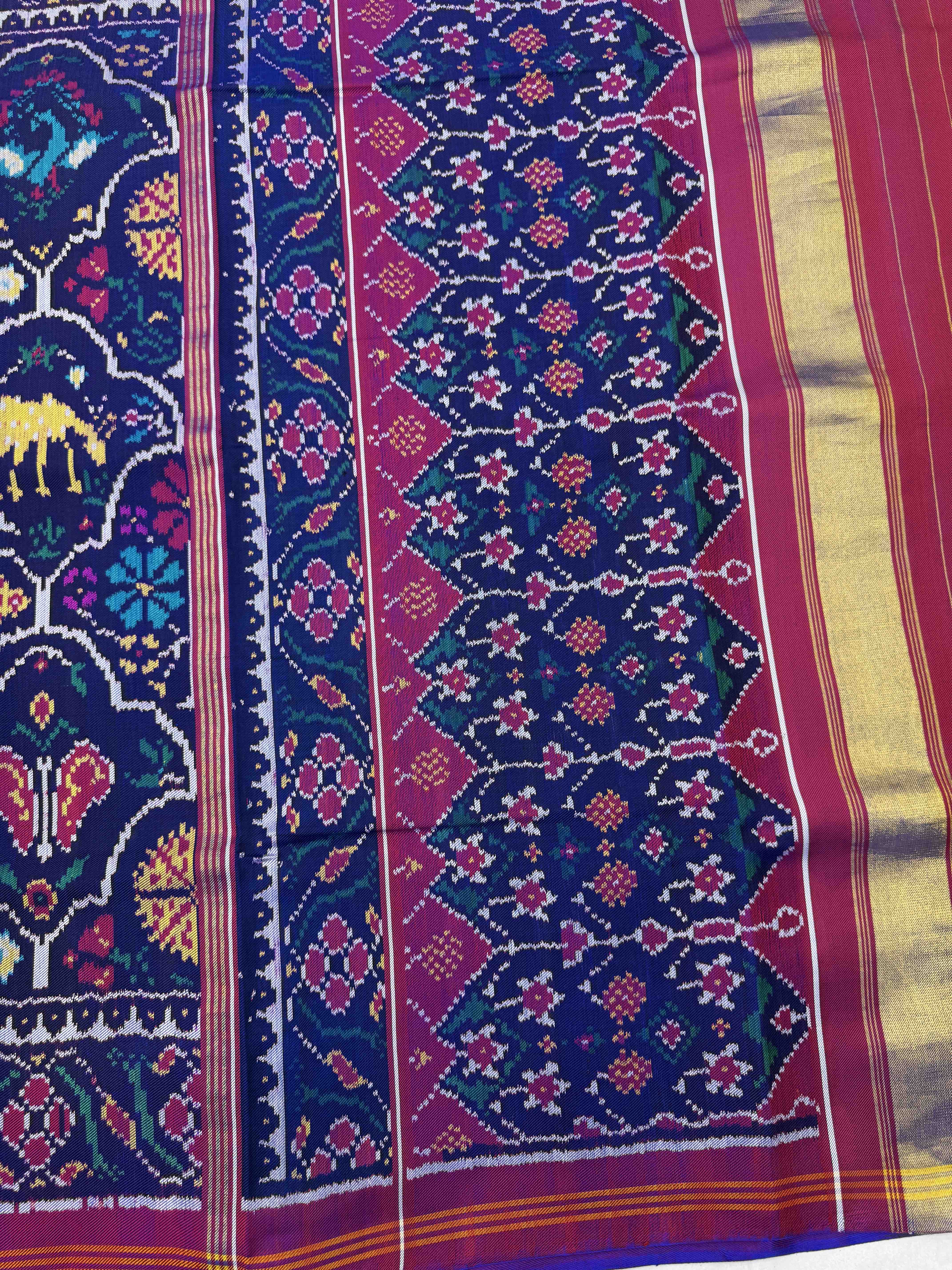 Purple & Blue Narikunj Twill Patola Saree