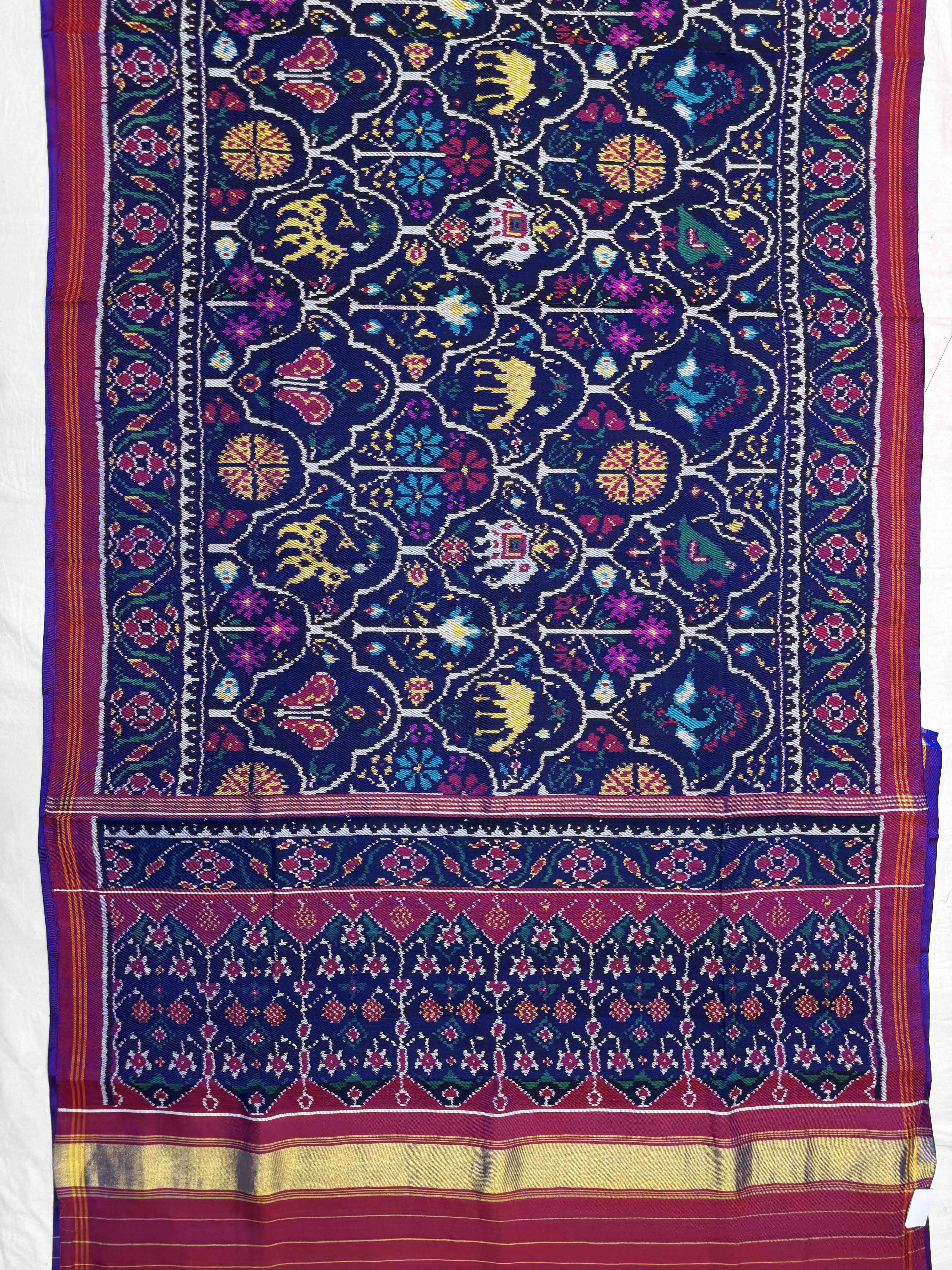 Purple & Blue Narikunj Twill Patola Saree