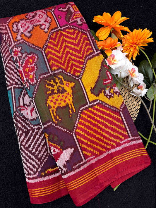 Multicolor Fancy With Figure Motifs Twill Patola Saree