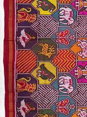 Multicolor Fancy With Figure Motifs Twill Patola Saree