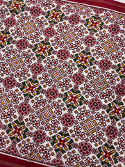 Red & White Navratan Double Ikat Dupatta