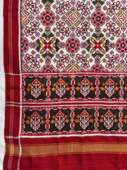 Red & White Navratan Double Ikat Dupatta