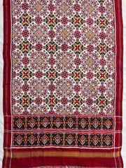 Red & White Navratan Double Ikat Dupatta