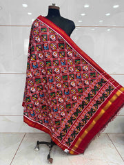 Red & Maroon Small Narikunj Double Ikat Dupatta